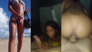 Conheci um dotado na praia e levei ele para foder minha bucetinha em minha barraca de camping