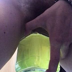 Hot fun hippy girl pisses in a glass and plays with her nipple