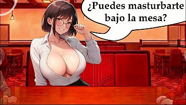 Llena el vaso de semen con tus amigos para tu novia. &iexcl_La camarera te ayuda! Audio JOI hentai en espa&ntilde_ol.