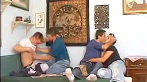 Four Straight Twinks Sucking Cock And Tasting Jizz