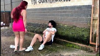 I helped the homeless man with my mouth and hot pussy