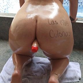 HUGE LATINA ASS FUCKED WITH OIL