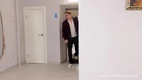 Sweetheart gives a deepthroat BJ on Steak & BJ day at Club Sweethearts