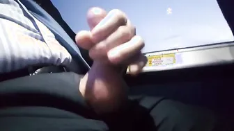 Amateur Bear Jerks Off on Bus and Shoots Huge Load