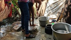 Two College Boys Are Parking Their Car And Taking Bath In Cold Water In The Village - Indian Gay Movies In Hindi With Gay Boy