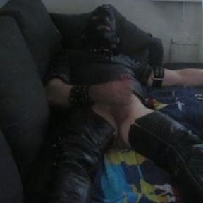 leather lover cums