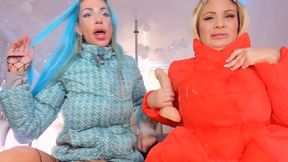 hard games 2 crazy girls in down jackets