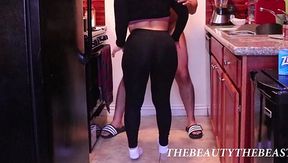 Latina's Blowjob and Fuck while wearing Yoga Pants and Ankle Socks Through Gloryhole