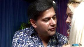 Two blonde MILFs share big cock in threesome