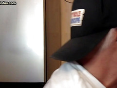 Gloryhole dude loves sucking big dick while jerking it