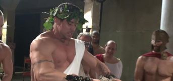 Male slave gets waxed and hard spanked by pack of men with huge cocks