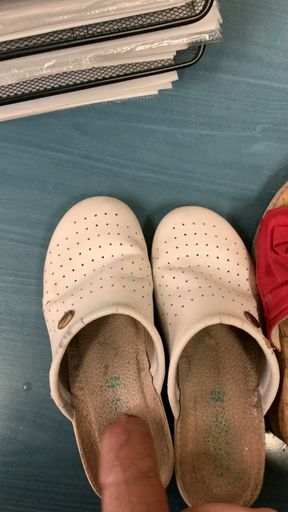 Catholic girl's work shoes fucked with sperm
