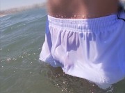 People on the beach freak out when I get wet in shorts
