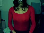 Forever Smiles Pt1! Masked in a masked female mask a very happy girl puts on her leather gloves!
