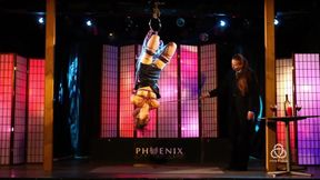 inverted suspension bondage in a shibari show