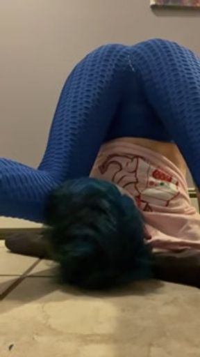 Peeing Upside Down with Gushing on Face