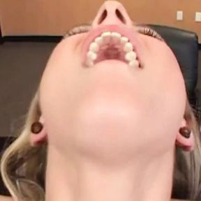 Offering to have intense anal sex and to deepthroat gets the blonde out of trouble