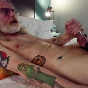 JerkinDad14 - Grandpa Masturbates His Big Greasy Poz Dick In Hotel Room &amp; Shoots A Lot Of Sperm