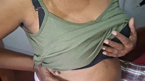 Asian MILF with big natural tits gets freaky in her home