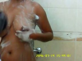 Busty amateur bhabhi with big boobs showering on cam
