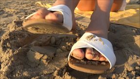 GABRIELLA - One day at the beach - Dirty flat sandals licking, public