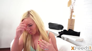 Agent pounds blonde's tight pussy and cums on her ass