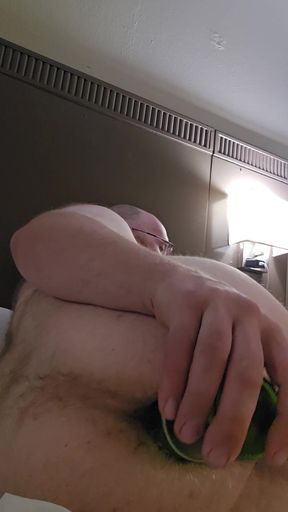Fucking my ass with a beer bottle in a hotel