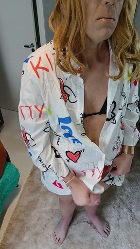 Jerking off in a Skirt! I Almost Came!