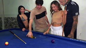 Pool with teen Latina girls turned into hot orgy