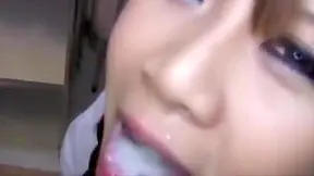 Japanese Enchantress Moans as Cum Floods Her Mouth – Bukkake Blast!