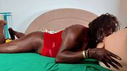 Ebony TS uses pretty Tgirl as a sex doll