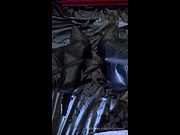 Teacher in overknee black boots  and ripped pantyhose is squirting all over the place, including leather boots