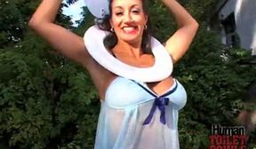 Persia Monir becomes a human TOILET BOWL