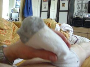 I squirt into my worn sock