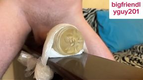 Man Moaning while Fucking Fleshlight and Dirty Talking until Intense Shaking Orgasm