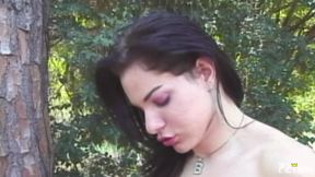 Tattooed shemale gets her ass fucked by a guy while she pounds a babe outdoor