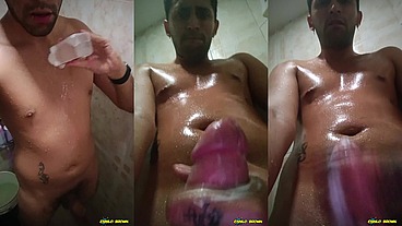 Jerking off with oil in the shower Self ruined orgasm multiple times and overstimulation of my glans that makes me squirt all over myself - Camilo Brown
