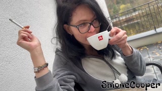 Morning First Cigarette and Very Hard My Nipples because was minus outsite