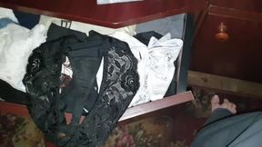 My 50yo mommy&#039;s black lace thongs marked by step son&#039;s precum