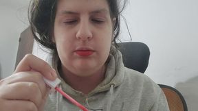Extreme Close-Up Red Lips Fetish – Painting My Big Juicy Lips Slowly with Shiny Lipstick, Glossy Mouth Focus, Sensual Lip Fetish Video