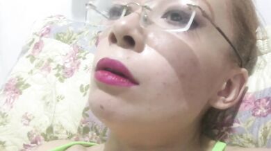 POV red lips smoking fetish sexy teen with glasses