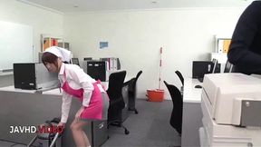 Asian Office Lady Chihiro Akino Gives Passionate Blowjob for Hardcore Creampie Scene