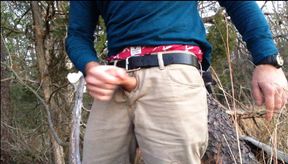 Long public masturbating in the woods near the hiking trail, sagging in my AE boxers and shorts. Verbal jerking off and cumming