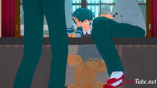 Boku no hero yaoi 3d deku fucks bakugou under the table while talking to