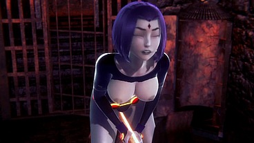 Raven takes a ride on the Wooden Pony BSDM - Titans Porn