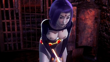 Raven takes a ride on the Wooden Pony BSDM - Titans Porn