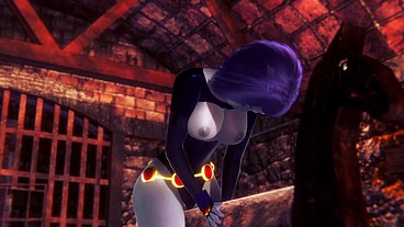 Raven takes a ride on the Wooden Pony BSDM - Titans Porn