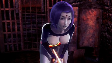Raven takes a ride on the Wooden Pony BSDM - Titans Porn