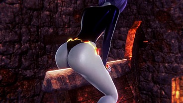 Raven takes a ride on the Wooden Pony BSDM - Titans Porn