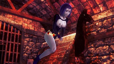 Raven takes a ride on the Wooden Pony BSDM - Titans Porn